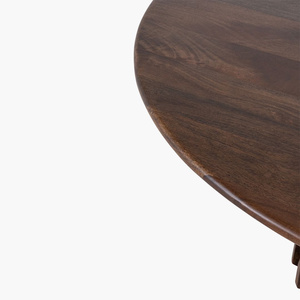 Mesa de Comedor de Madera de Mango Maciza con Base Resistente, Diseño Moderno, Forma Redonda, Acabado Marrón con Textura Natural - Product Image 5
