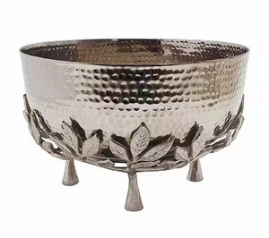 Metal dorado nuevo diseño Ware elegante grande con diseño de hoja de flor estilo de lujo elegante cuencos para servir - Product Image 6