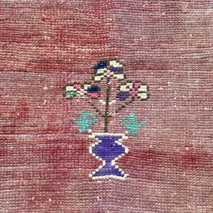 พรมตุรกีวินเทจ ขนาด 1.9x4.9 ฟุต (58x148 ซม.) พรมขนสัตว์ลายตารางสีแดง - Product Image 5