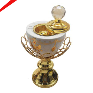 Highest Quality <b>Silver</b> Finished With Golden Flower Stand Mubkhar <b>Burner</b> - Product Image 2