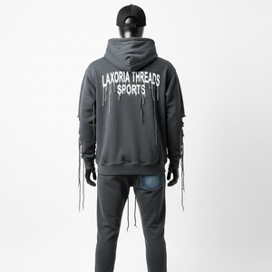 ชุดเซ็ตเสื้อฮู้ดซิปและกางเกงขายาวทรงบาน แต่งลายปักแบบดิสเทรส สำหรับผู้ชายและผู้หญิง สไตล์ยูนิเซ็กซ์ ล้างสีแบบแอซิดวอช - Product Image 5