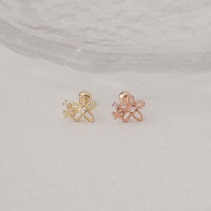 Orecchini da donna alla moda a forma di strato con fiori zirconi in oro 14k con orecchini a bottone Fine con gioielli K-gioielli all'ingrosso graziosi gioielli Piercing fantastici - Product Image 3
