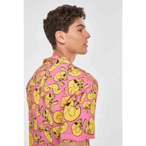 Camicia hawaiana rosa da uomo con disegno a teschio comico - Product Image 3