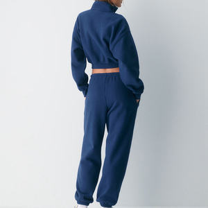 Nuevos Conjuntos Deportivos Cortos Azul Marino con Logotipo Personalizado al por Mayor, Conjuntos Deportivos de Sudadera para Mujer, Ropa Deportiva Transpirable de Alta Gama para Mujer - Product Image 2