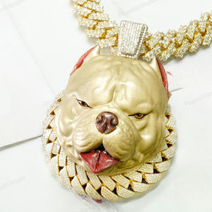 Colgante personalizable de Plata de Ley 925 con cara de perro ajuste de mano Hiphop VVS Moissanite colgante Hip Hop colgante para rapero - Product Image 1