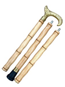 Luxury 3-Part Solid Wood T-Handle Rubber Tip Walking Cane Stylish Durable Carved Stick Leather Cover Lightweight Portable Hiking - Product Image 2