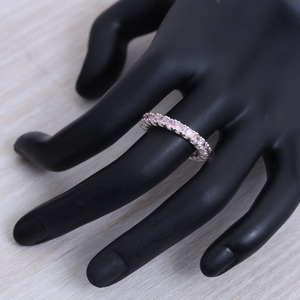 Bague d'éternité pour femme en argent sterling 925 Boho Designer classique violet améthyste pierre précieuse plaqué rhodium réglage de broche mariage - Product Image 5