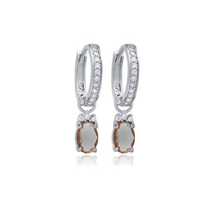 Pendientes colgantes de piedra CZ sultanita ovalada de aro delicado, joyería de plata de ley 925, joyería turca artesanal al por mayor - Product Image 5