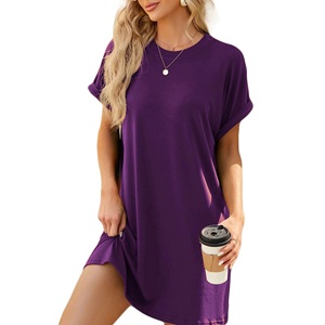 Personalizado de manga corta Casual hasta la rodilla señoras vestidos de carrera precio barato algodón suelto Oficina ropa de mujer - Product Image 4