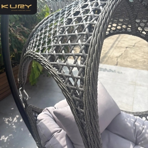 Sedia a dondolo in rattan per esterni, amaca sospesa a forma di uovo per patio, balcone e giardino - Product Image 6