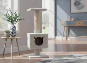 Tour à gratter pour chat Amistar Classic Princess de haute qualité, en jute, design à 2 niveaux, écologique, durable, pour tous les chats et chatons - Product Image 6