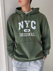 Sudadera con capucha lisa, desgastada, de gran tamaño, estilo vintage, 100% algodón, de diseño, para hombre, al por mayor - Product Image 4