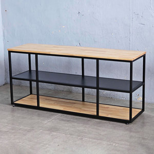 Mueble para TV Estilo Industrial/Modern Farmhouse de 140 cm con Estructura de Hierro y Madera de Caucho, Mueble para el Hogar KTV68078 - Product Image 3