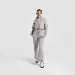 Pantalones Casuales de Pierna Ancha, Cintura Alta, Transpirables y Flexibles en Gris Melange - Product Image 4