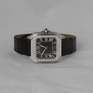 Montre en diamant Moissanite de style Hip Hop de luxe élégante moitié glacé noir brillant cadran romain Premium 20mm accessoire de bande de haute qualité - Product Image 1