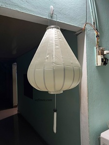 Lanterne en bambou blanc artisanale du Vietnam, pour décoration extérieure, fête, mariage, à suspendre, avec housse en tissu DIY à peindre - Product Image 3