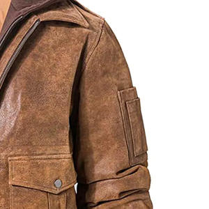 Veste coupe-vent imperméable en cuir véritable de qualité supérieure aux meilleurs prix pour hommes, teinte unie, pour l'hiver, dans toutes les tailles, vente en ligne disponible - Product Image 2