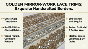 Exquisite Eco-Friendly Floral Pattern Vintage Mirror Work Embroidered Lace <b>Trim</b> for Saree Dupatta Sewing Craft Border Bridal - Product Image 6