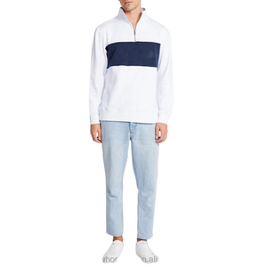 High Quality Oem Custom 100% Cotton Color Block <b>Pullover</b> <b>Jumper</b> 1/4 Quarter Half Zip Sweatshirt for Men - Product Image 5