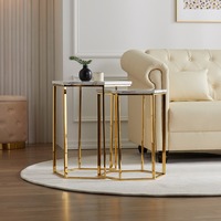 Table basse de salon industrielle de luxe moderne en marbre avec revêtement poudré et pieds en métal doré en acier inoxydable pour café et salon