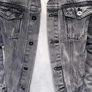 Vente en gros de vestes pro personnalisées pour hommes vestes en jean délavé top ventes vêtements de rue veste streetwear à la mode - Product Image 2