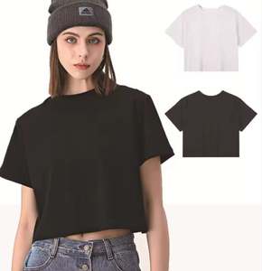 เสื้อยืดครอป100% กราฟิกสำหรับผู้หญิงเสื้อครอปพิมพ์โลโก้ตามสั่ง200กรัม - Product Image 3