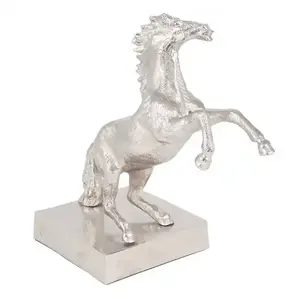 Premium tasarım alüminyum at heykel üzerinde Metal taban nikel kaplama el yapımı masa dekoratif hayvan heykel heykeli süs