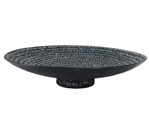 Plateau de service décoratif fait main au design rond noir frappant, idéal pour l'affichage élégant et le divertissement moderne - Product Image 1