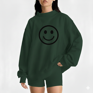 Sweat-shirt oversize à col montant imprimé pour femme, décontracté, hiver, ample, pull décontracté, streetwear, haut pour un port quotidien confortable - Product Image 1