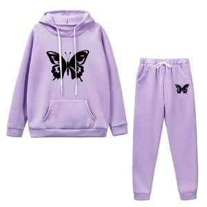 เสื้อกันหนาวมีฮู้ดสำหรับผู้หญิง, เสื้อลำลองผ้าฝ้ายปักลายผีเสื้อเสื้อใส่ได้ทุกวันดีไซน์ชุดวอร์ม - Product Image 3