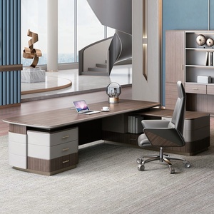 2025 Foshan Factory Customized L-Shaped Luxury Executive <b>Desk</b> Modern <b>Wooden</b> Eco-Friendly Commercial Use Easy Assembly Extendable - Product Image 4