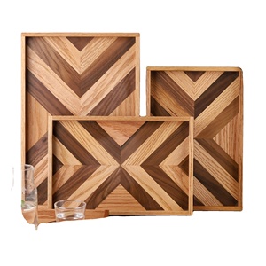 Best Selling High Quality Custom Natural Wooden Pine Beech Acacia Serving <b>Tray</b> 3 Rectangle Food <b>Tea</b> <b>Tray</b> Modern Style Handles - Product Image 1