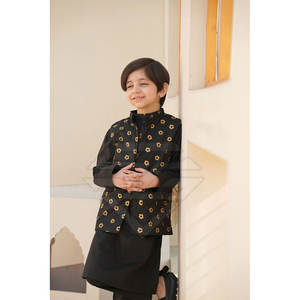 <b>Kids</b> Kurta <b>Pajama</b> and Waistcoat Set <b>for</b> Festive Occasions Royal Style <b>Kids</b> Kurta <b>Pajama</b> with Handcrafted Waistcoat - Product Image 5