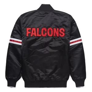 Chaqueta personalizable de satén con letras Chaqueta brillante estilo universitario con parches de equipo - Product Image 4