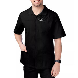 Conception populaire hommes Stretch gommage vestes vêtements de travail infirmière hôpital uniforme hommes demi manche avec poche Scrubs veste Zip avant - Product Image 1