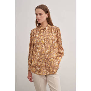 Blusa Elegante con Estampado Floral y Cuello Alto para Mujer, Oficina, Otoño - Product Image 3