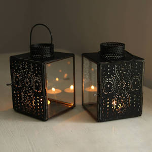 Lanternes en verre classiques vintage en laiton, décoratives pour la maison, mariage, Noël, faites à la main, découpées, imprimées, pour bougies piliers - Product Image 5