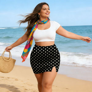 Hot Sale Temu 2026 Chic <b>Split</b> Hem Solid A-Line Crocheted Quick Dry Mini <b>Skirt</b> for Daily Party & Vacation Wear for Women - Product Image 5