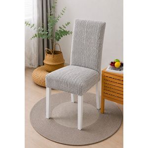 Juego de Fundas de Silla de Terciopelo Blanco y Negro de Seis Piezas de Alta Calidad, Versátiles para Comedor y Banquetes de Boda - Product Image 1