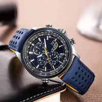 Montre mécanique pour homme de haute qualité en acier inoxydable, verre saphir, bracelet en cuir 22 mm, aiguilles lumineuses, fermoir papillon