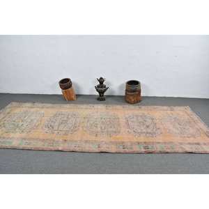 Tapis Turc Vintage Beige Vert 4.4 X 11.3ft Grande Surface Patchwork Design Laine Seagrass Matériel Latex Support pour Couloir Chambre - Product Image 3