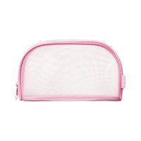 Pochette de voyage portable transparente avec fermeture éclair pour maquillage et articles de toilette, personnalisable avec logo, en nylon maillé transparent