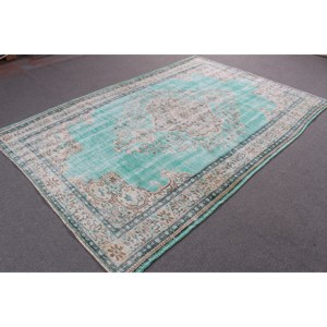 Alfombra Grande Vintage, Alfombra Turca de 6.3x9.5 pies, Alfombra de Lana Azul - Product Image 4