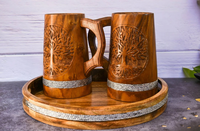 Tasse en corne de buffle polie 100% naturelle 500ml, thème religieux, emballage cadeau, écologique, haute qualité, toucher réel