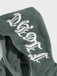 Sudadera con capucha con cremallera de cara completa para hombre del fabricante personalizado ropa informal estilo Hip Hop bordado Logo Puff estampado invierno patrón sólido con capucha - Product Image 5