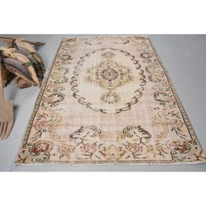 Turkish Vintage Rug 5.2x7.5 ft (160x230 cm), <b>Brown</b> <b>Wool</b> Rug - Product Image 1