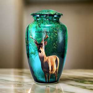 New Reindeer Classic Cremation <b>Urns</b> For Keepsake Ashes Lacquer Finish Wholesale Low Price Metal Funeral Burial <b>Urns</b> <b>Jars</b> Vases - Product Image 3