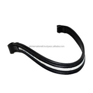 Vente en gros de produits de qualité, bande de sourcils de cheval en cuir noir, canal vide, bande de sourcils rembourrée incrustée avec 1 rangée de cristaux clairs bling - Product Image 2