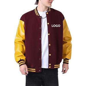 Chaqueta universitaria con mangas de cuero de Color sólido transpirable personalizada para hombre, gran oferta, chaquetas con letras de béisbol en blanco para hombre a la venta 2025 - Product Image 3