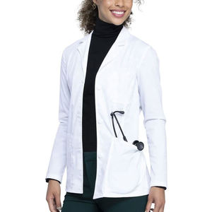 Blouse de laboratoire unisexe pour infirmière, longueur totale, blanche, en polyester/coton tissé doux, coupe droite confortable, pour usage hospitalier - Product Image 3